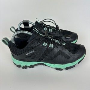 Merrell Womens Size 7.5 Meru Lace Up Mesh Hiking Sneakers Black Ocean